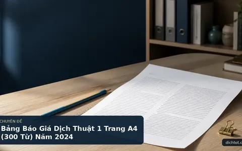 Bảng Báo Giá Dịch Thuật 1 Trang A4 (300 Từ) Năm 2024