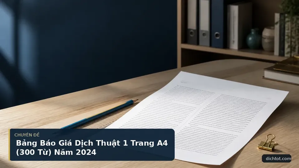 Bảng Báo Giá Dịch Thuật 1 Trang A4 (300 Từ) Năm 2024