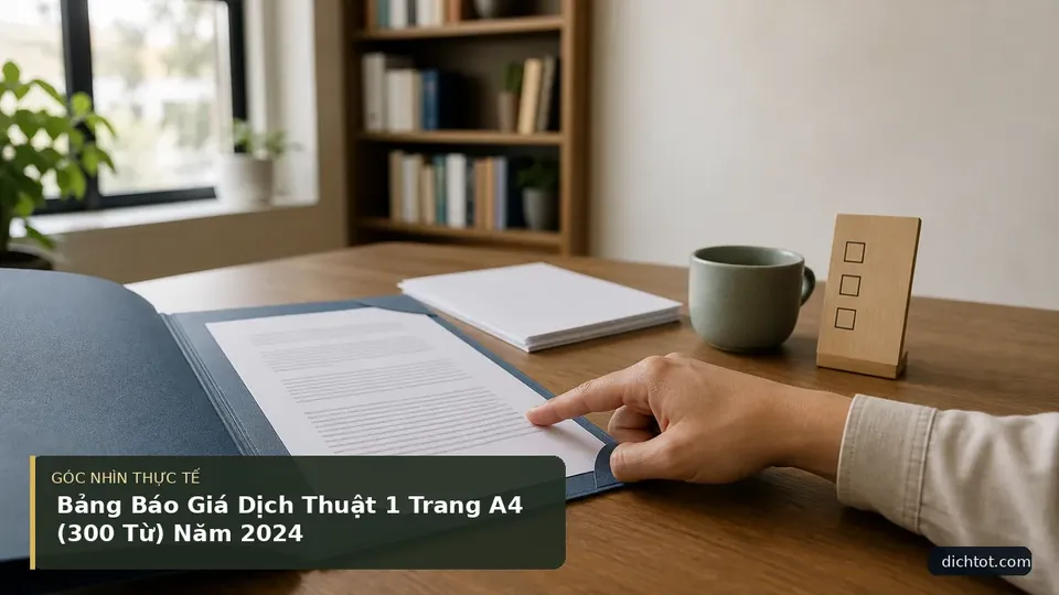 Bảng Báo Giá Dịch Thuật 1 Trang A4 (300 Từ) Năm 2024 — hình minh họa dịch thuật