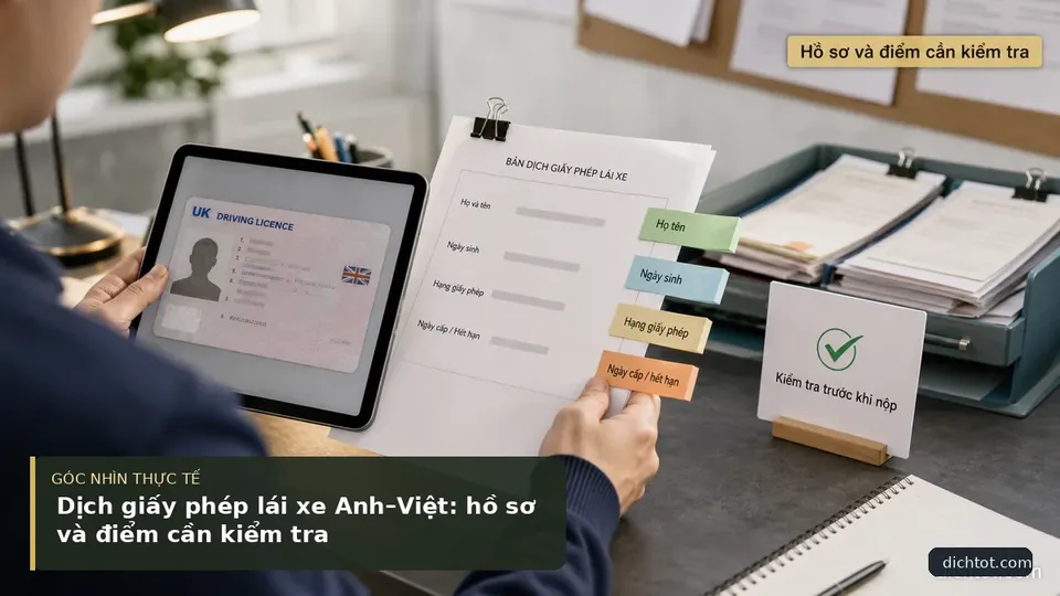 Chi tiết minh họa dịch thuật trong bài Dịch giấy phép lái xe Anh–Việt: hồ sơ và điểm cần kiểm tra