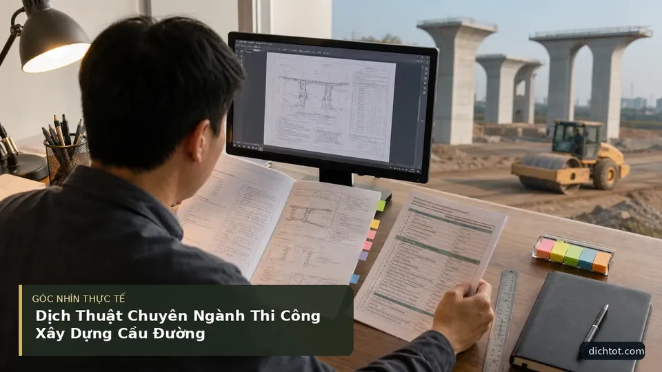 Dịch Thuật Chuyên Ngành Thi Công Xây Dựng Cầu Đường — hình minh họa dịch thuật