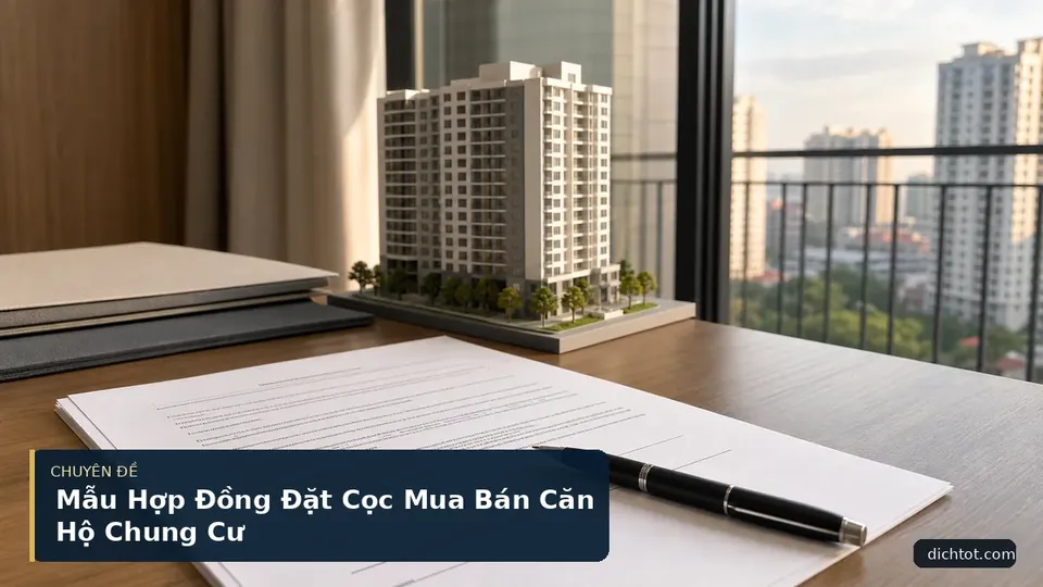 Mẫu Hợp Đồng Đặt Cọc Mua Bán Căn Hộ Chung Cư