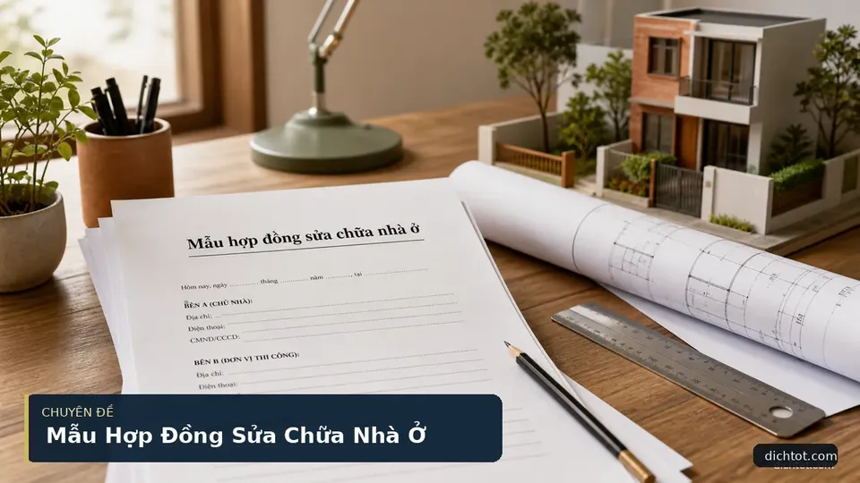 Mẫu Hợp Đồng Sửa Chữa Nhà Ở
