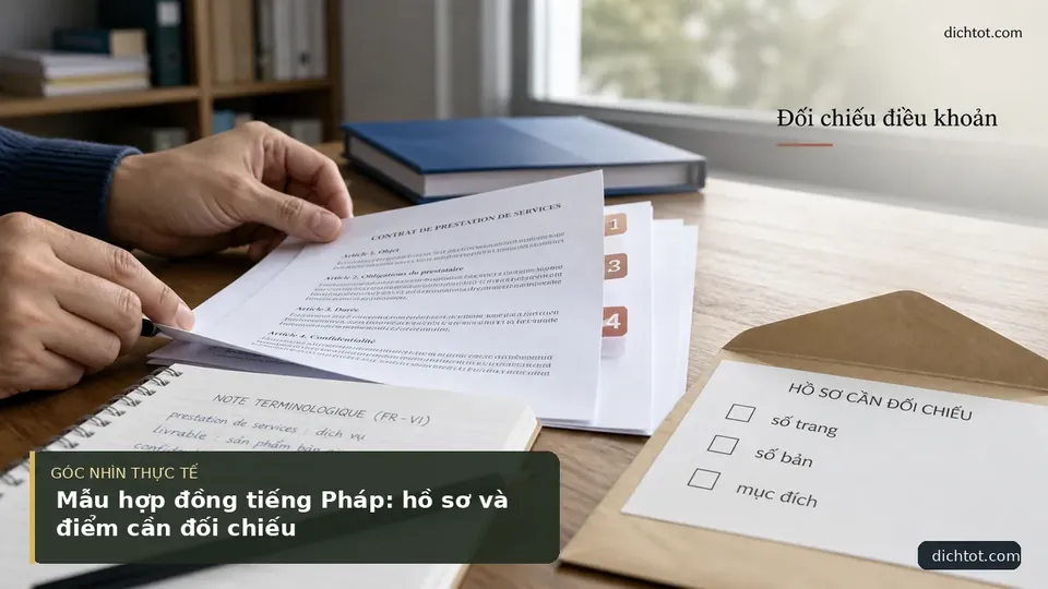 Chi tiết minh họa dịch thuật trong bài Mẫu hợp đồng tiếng Pháp: hồ sơ và điểm cần đối chiếu