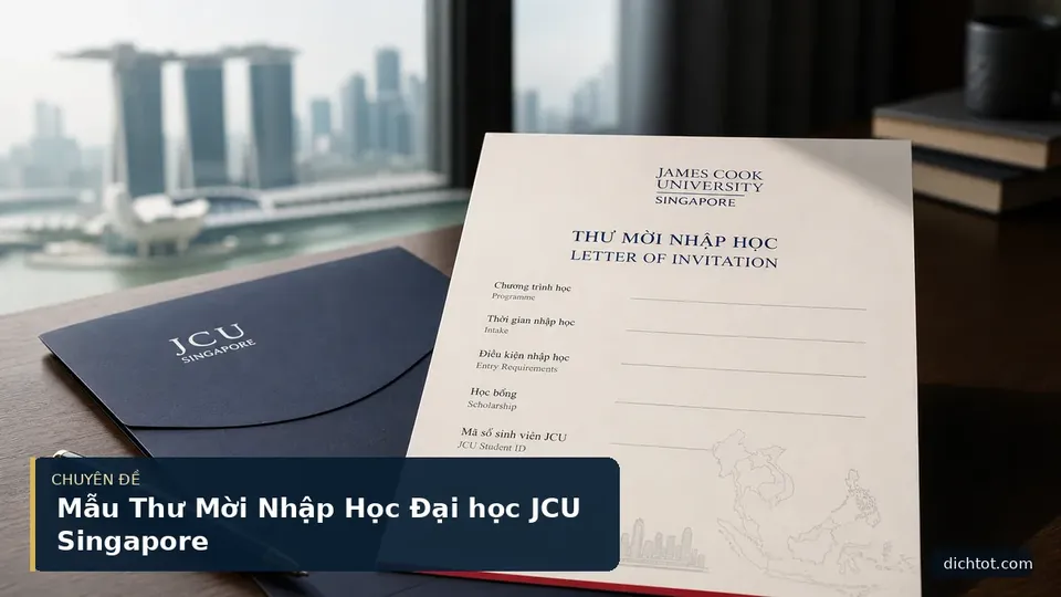 Mẫu Thư Mời Nhập Học Đại học JCU Singapore